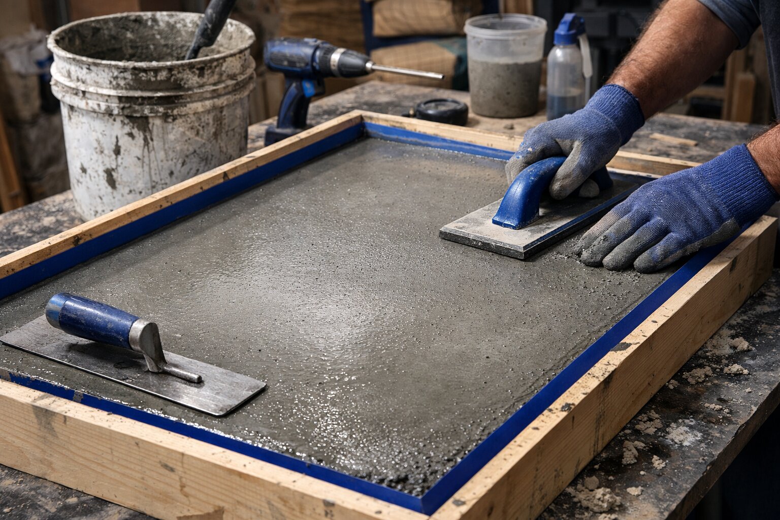 betonnen aanrechtblad maken, aanrechtblad